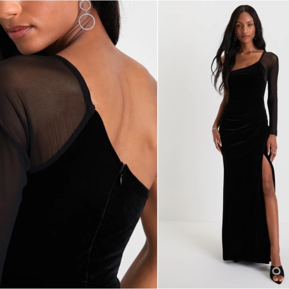 LULU's Prom Wedding Sexy Chic Modern Minimalistic Chic One Shoulder Maxi Dress - Picture 3 of 5